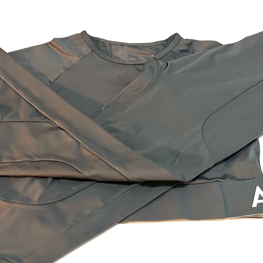 AYBL 2 Piece Workout Legging and Shirt Set - Light Grey - Small